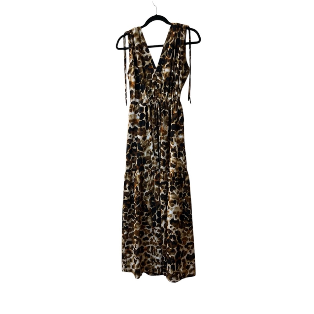 Calvin Klein Animal Print Tie Shoulder Maxi Dress Sz 4 - Picture 5 of 13